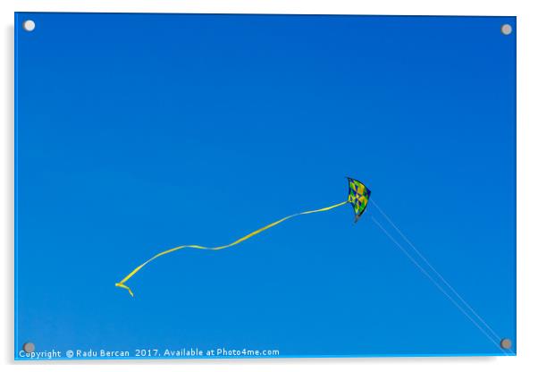 Colorful Kite Flying In Summer Blue Sky Acrylic by Radu Bercan
