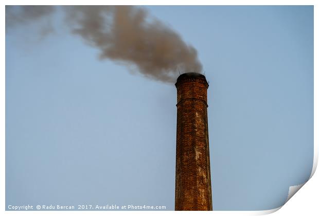 Industry Smoke Pollution From Factory Chimney Print by Radu Bercan