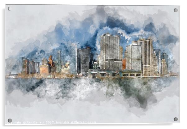 Downtown Manhattan Acrylic by Ann Garrett