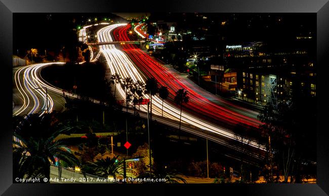 Hollywood Freeway Trails Framed Print by Ade Tandy