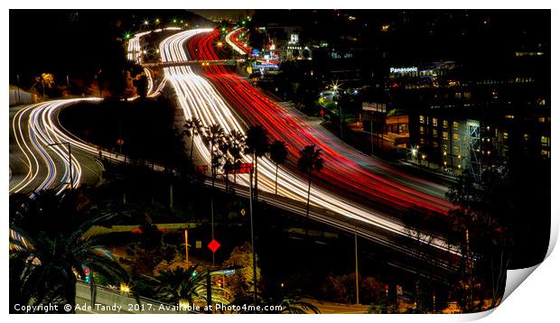 Hollywood Freeway Trails Print by Ade Tandy