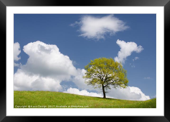 Lone Tree on a Hill Framed Mounted Print by Kasia Design