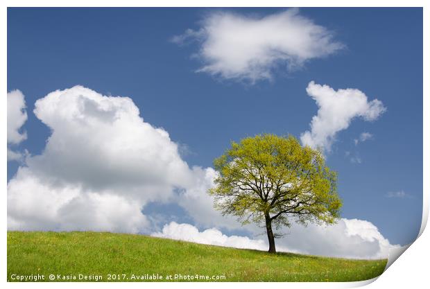 Lone Tree on a Hill Print by Kasia Design