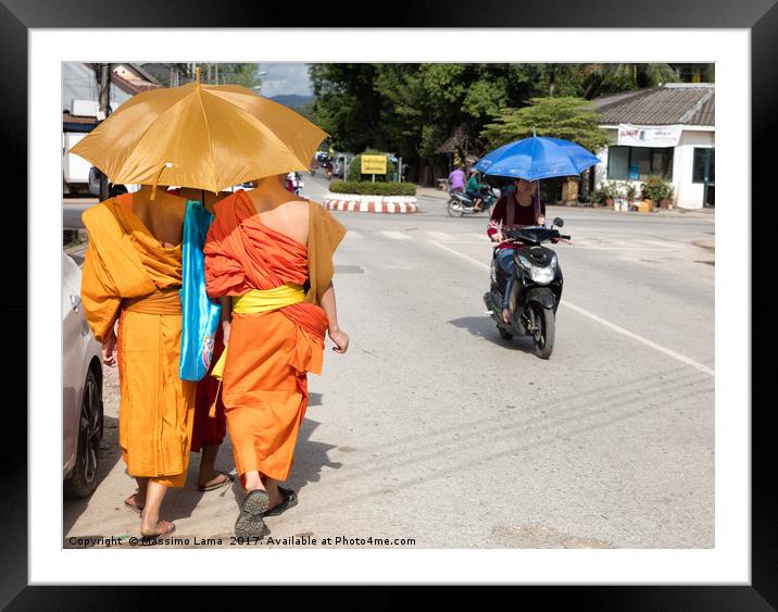 Monks in Laos Framed Mounted Print by Massimo Lama