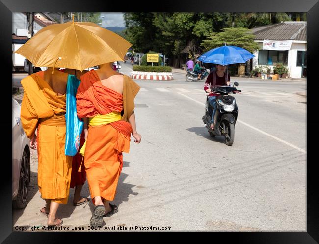 Monks in Laos Framed Print by Massimo Lama