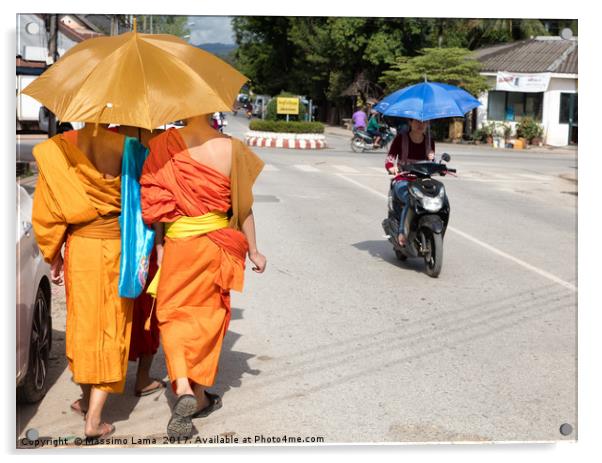 Monks in Laos Acrylic by Massimo Lama
