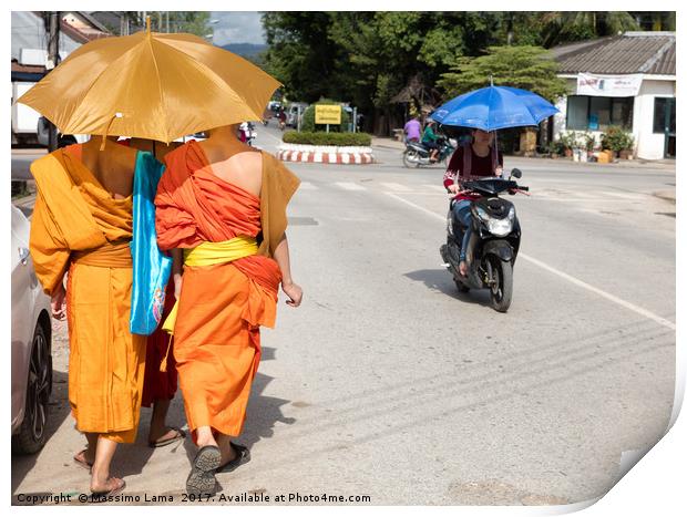 Monks in Laos Print by Massimo Lama