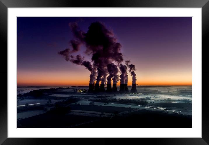 winter dawn over Ratcliffe on Soar power station Framed Mounted Print by Nick Lukey