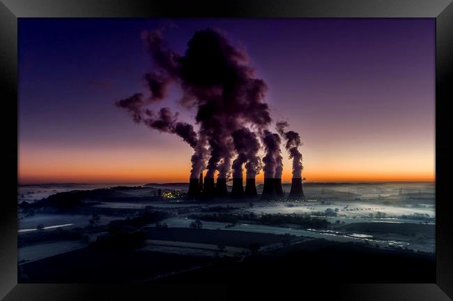 winter dawn over Ratcliffe on Soar power station Framed Print by Nick Lukey