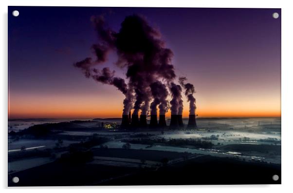 winter dawn over Ratcliffe on Soar power station Acrylic by Nick Lukey