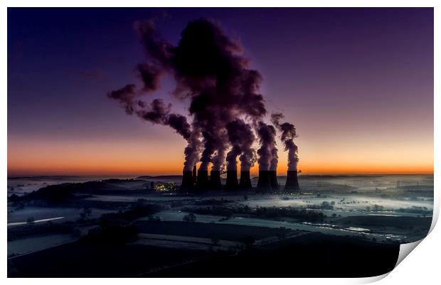 winter dawn over Ratcliffe on Soar power station Print by Nick Lukey