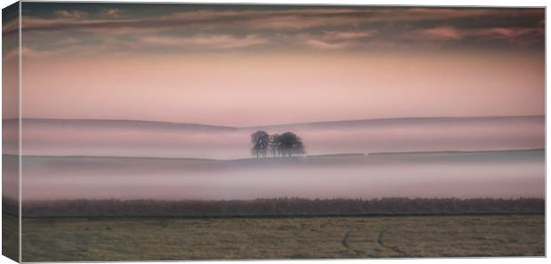 Low lying mist at dawn in the peak district Canvas Print by Nick Lukey