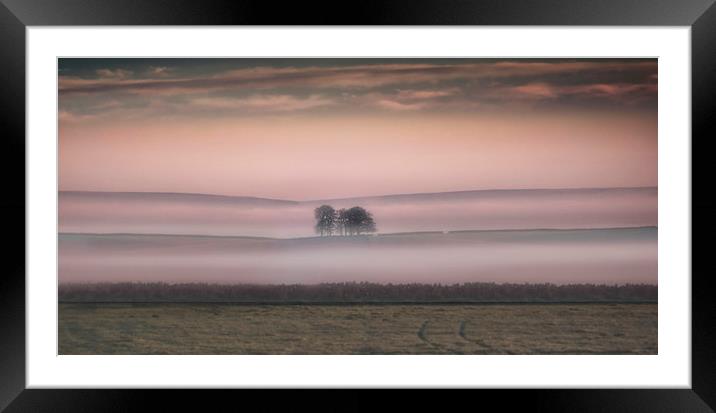 Low lying mist at dawn in the peak district Framed Mounted Print by Nick Lukey