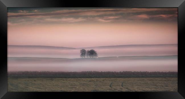 Low lying mist at dawn in the peak district Framed Print by Nick Lukey