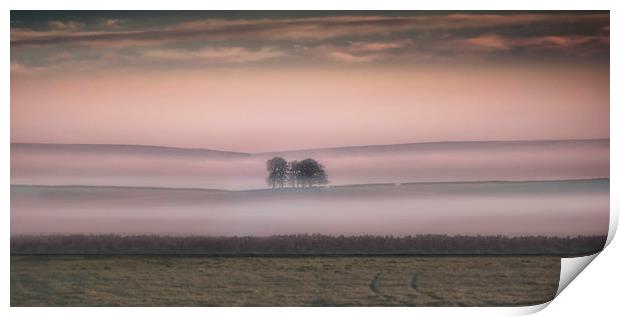 Low lying mist at dawn in the peak district Print by Nick Lukey
