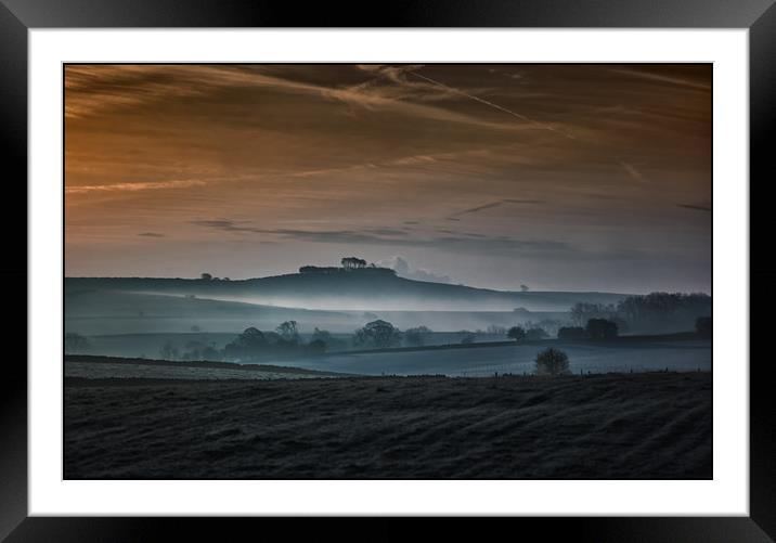 Dawn mist near Minninglow Hill Framed Mounted Print by Nick Lukey