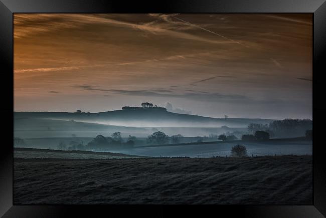 Dawn mist near Minninglow Hill Framed Print by Nick Lukey