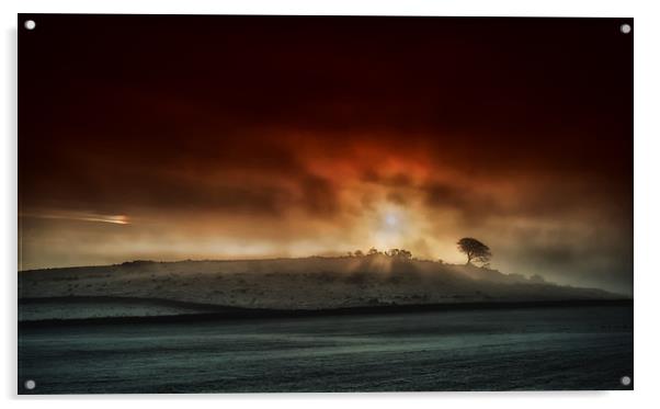 Sunrise and a foggy morning Acrylic by Nick Lukey