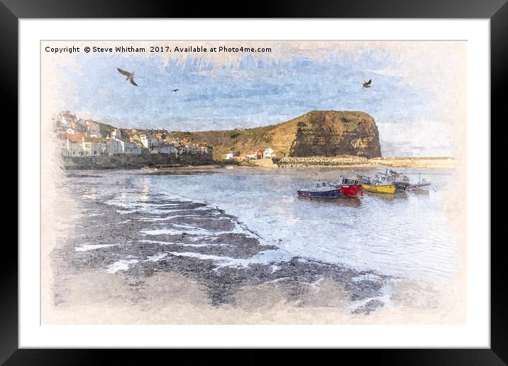 Yorkshire Coast - Staithes Harbour Framed Mounted Print by Steve Whitham