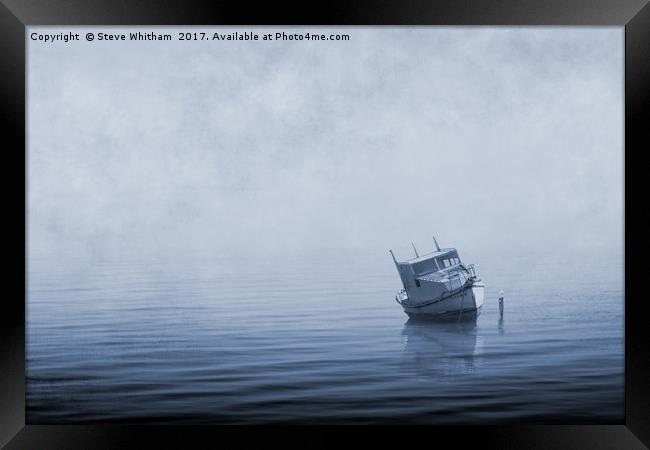 Misty Mooring Blues. Framed Print by Steve Whitham