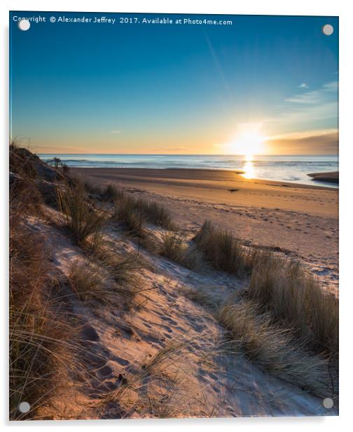 Sand, sea and the sunrise Acrylic by Alexander Jeffrey