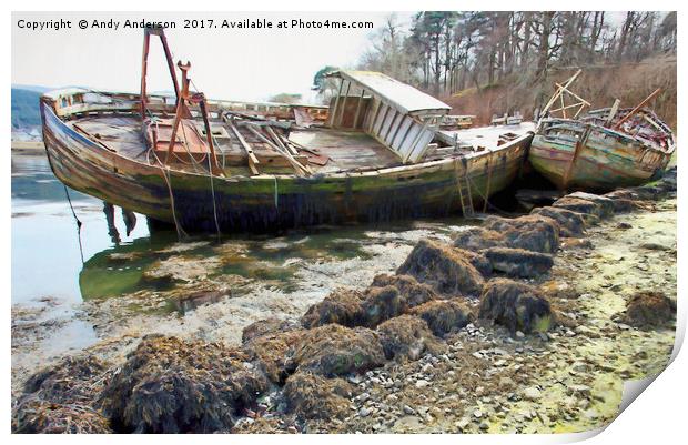 Abandoned Fishing Boats - Salen, Isle of Mull Print by Andy Anderson