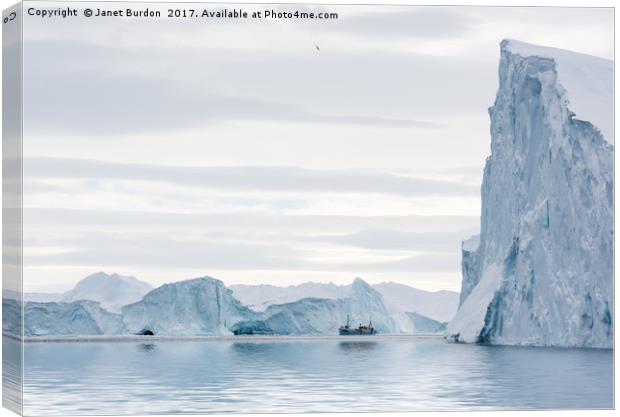 Sailing through  the Icefjord Canvas Print by Janet Burdon