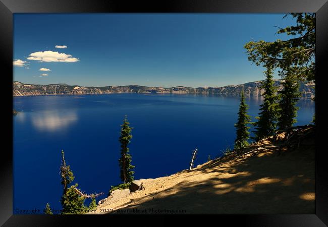 The Deep Blue Of The Crater Lake Framed Print by Christiane Schulze
