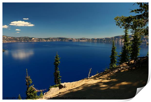 The Deep Blue Of The Crater Lake Print by Christiane Schulze