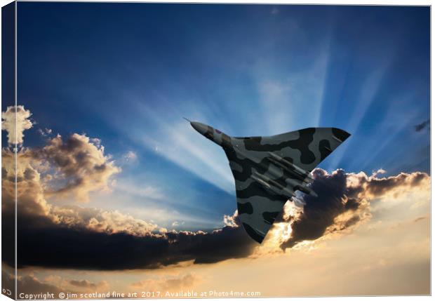 Vulcan Bomber sunset Canvas Print by jim scotland fine art