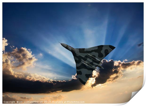 Vulcan Bomber sunset Print by jim scotland fine art