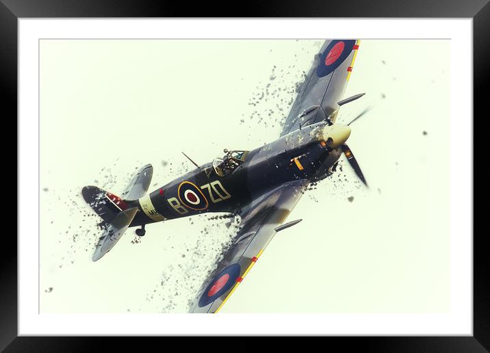 Spitfire Shatter Framed Mounted Print by J Biggadike