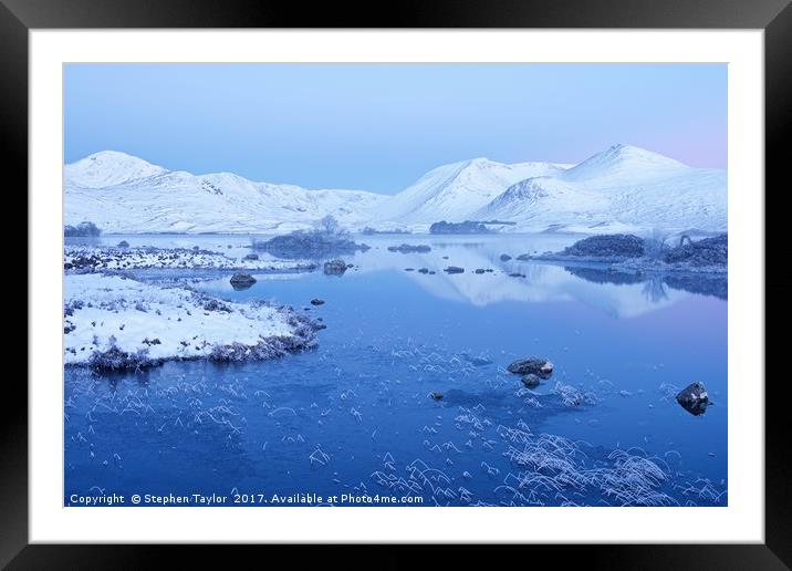 A winters Dawn on Rannoch Moor Framed Mounted Print by Stephen Taylor