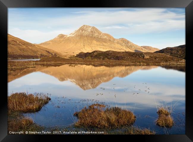 Cul Beag and an Assynt Mountain Lake Framed Print by Stephen Taylor