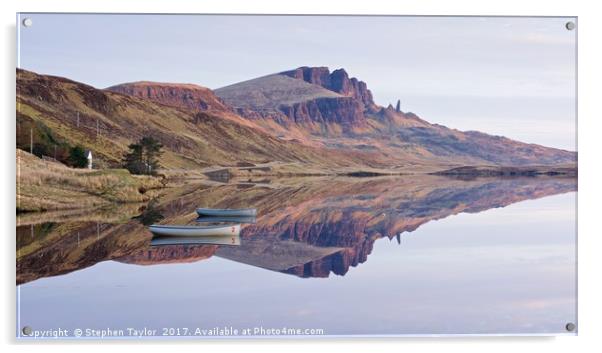 First Light at Old Man of Storr Acrylic by Stephen Taylor