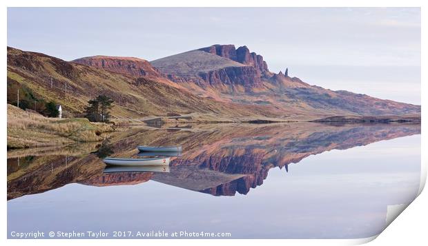 First Light at Old Man of Storr Print by Stephen Taylor