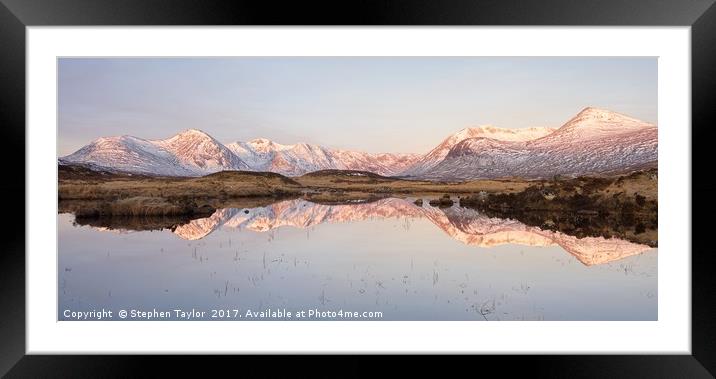 Rannoch Moor sunrise Panorama Framed Mounted Print by Stephen Taylor