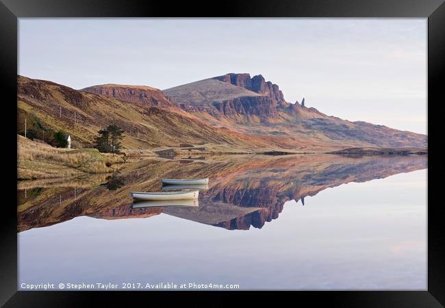 Reflections of the Old Man of Storr Framed Print by Stephen Taylor