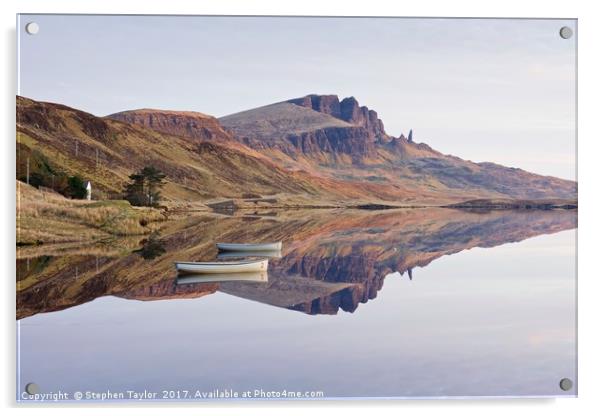 Reflections of the Old Man of Storr Acrylic by Stephen Taylor