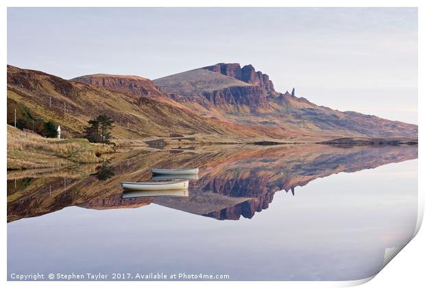 Reflections of the Old Man of Storr Print by Stephen Taylor