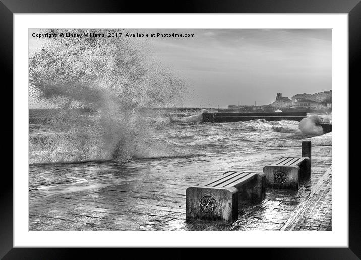 Rough Seas in Swanage Harbour Framed Mounted Print by Linsey Williams