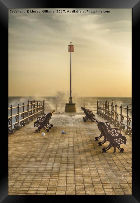 Sunrise over Swanage Jetty Framed Print by Linsey Williams