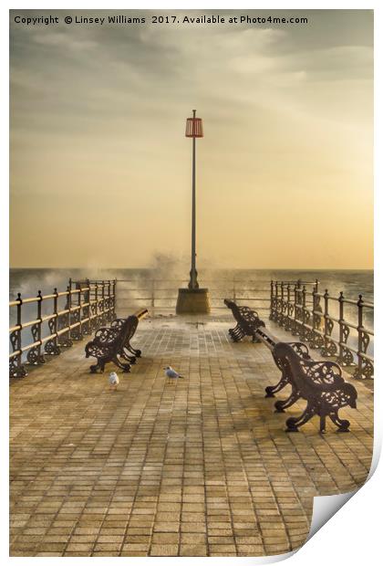 Sunrise over Swanage Jetty Print by Linsey Williams