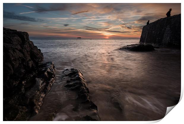 Silhouettes on the Sea Wall Print by Chris Sweet