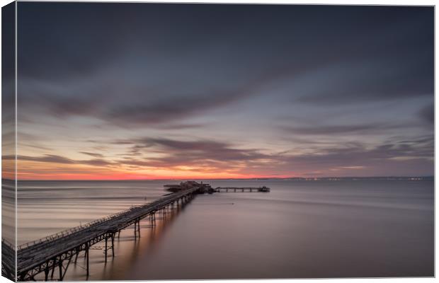 Pastel Sunset at the Pier Canvas Print by Chris Sweet