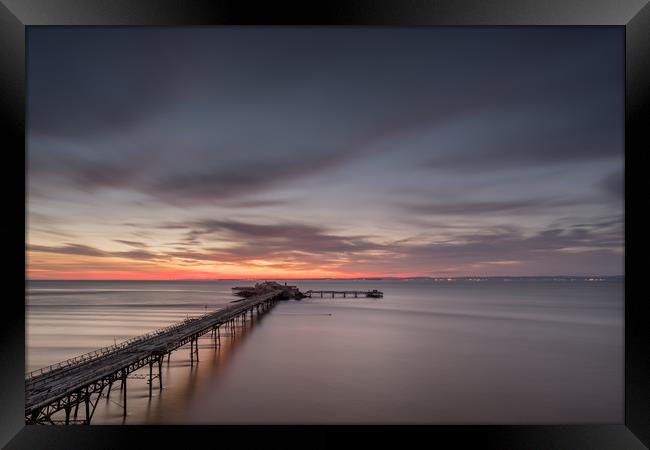 Pastel Sunset at the Pier Framed Print by Chris Sweet