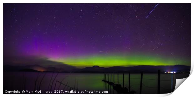Meteors and Aurora over Loch Lomond Print by Mark McGillivray