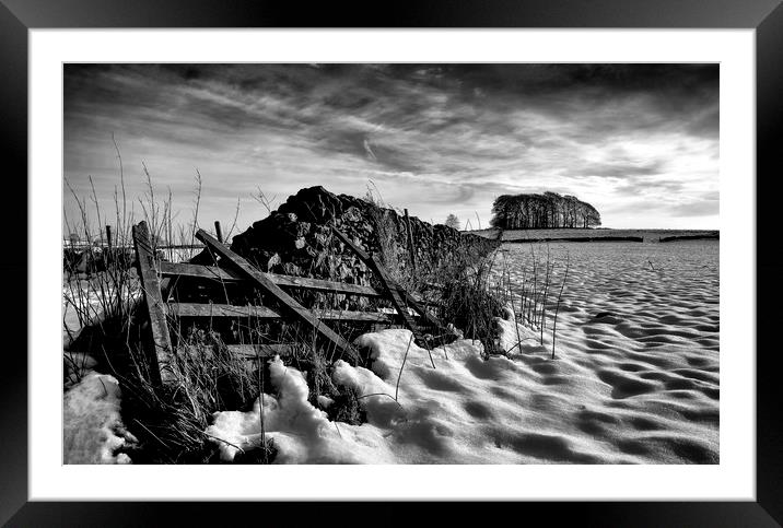 winter snow and old gate Framed Mounted Print by Nick Lukey
