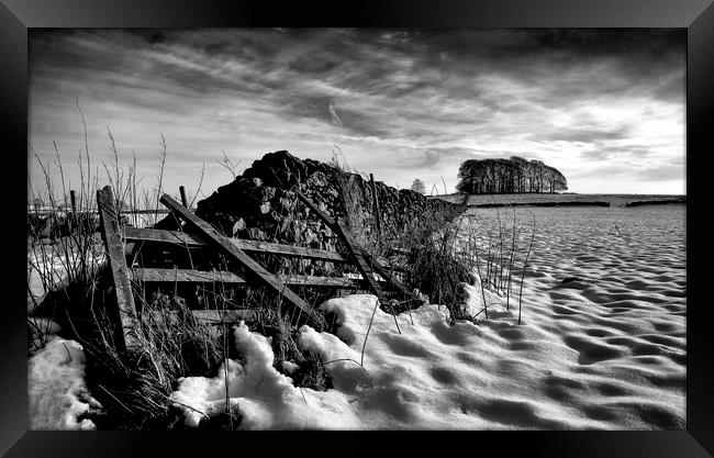 winter snow and old gate Framed Print by Nick Lukey