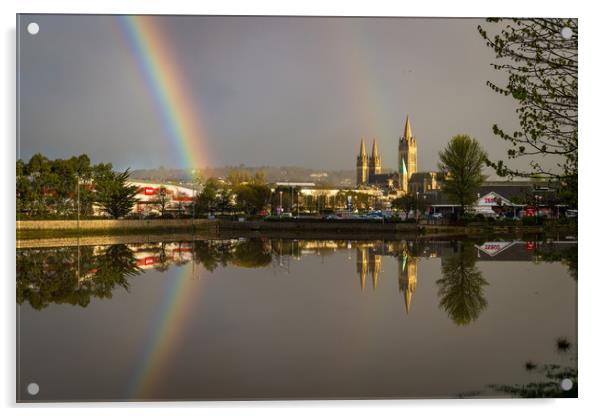 Rainbow and cathedral reflections Acrylic by Michael Brookes